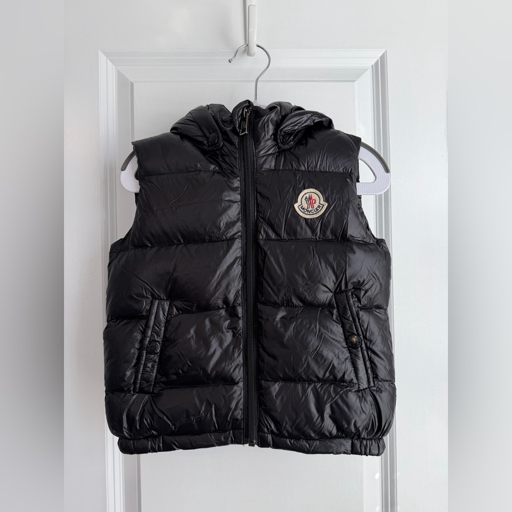 Moncler Kids Hooded Black Puffer Vest Size 4
